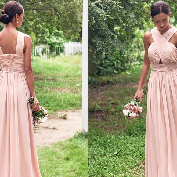 NWT A-line Sweetheart Sleeveless Floor-Length Chiffon Bridesmaid Dress - Picture 2 of 5